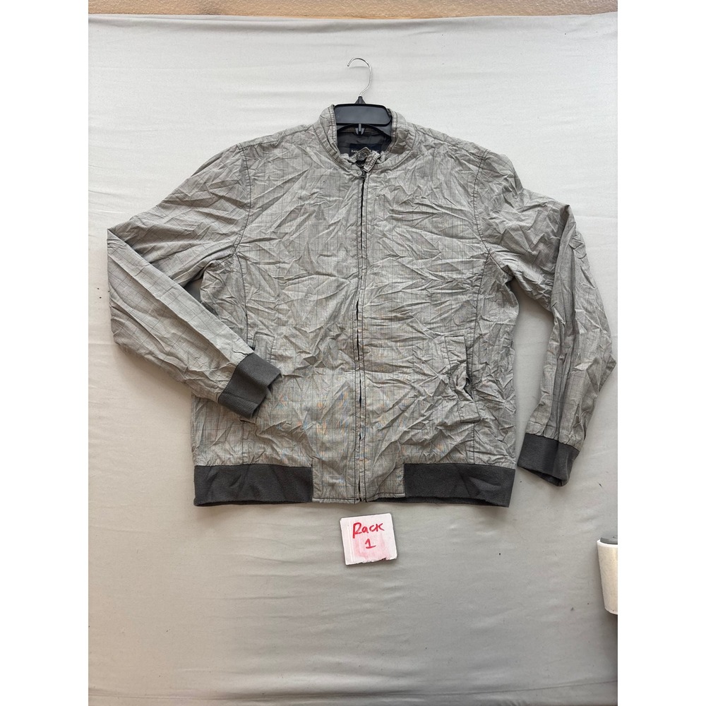 Banana Republic Mens Gray Glen Plaid Bomber Jacket Full Zip Size Large